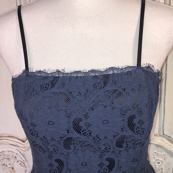 Kate Young For Target Spaghetti Strap Navy Lace Peplum Bodice Dress Size 8 - Picture 10 of 14